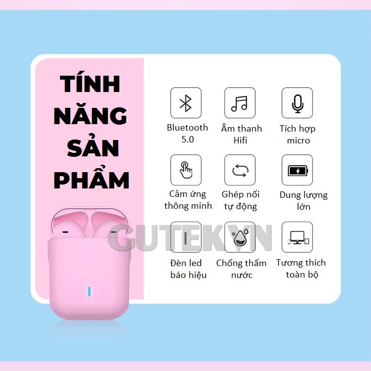 Mô tả Tai nghe bluetooth không dây Gutek i12 Pro v5.0 nút cảm ứng có mic đàm thoại âm thanh HIFI - 7