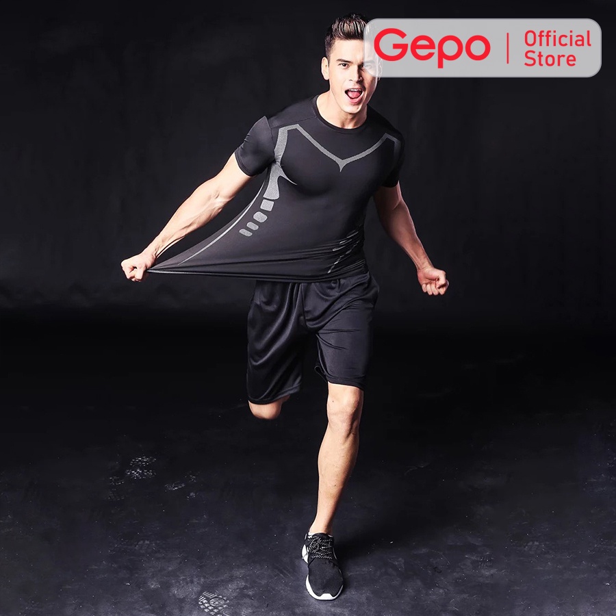 Mô tả Áo Thể Thao Nam Cộc Tay Chuyên Tập Gym Chất Liệu Co Giãn Thấm Hút Mồ Hôi Ôm Body GEPO - 10