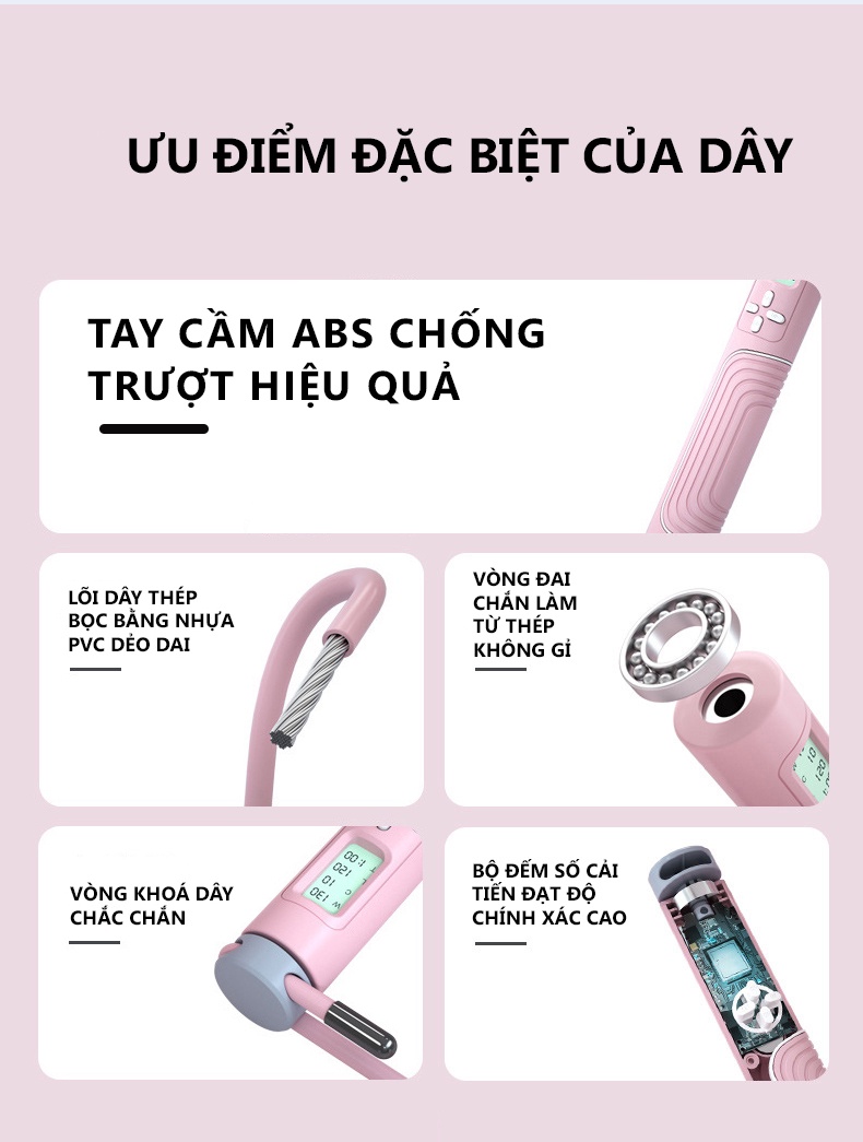 Mô tả Dây Nhảy Đếm Số Bảo Hành 12 Tháng Dây Nhảy Thông Minh Bộ Led Đếm Số Chất Liều Dây PVC Lõi Thép Cleacco DNNB Boro Sport - 2