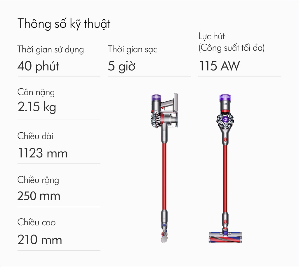 Mô tả Máy hút bụi không dây Dyson V8 Slim ™ Fluffy - 9