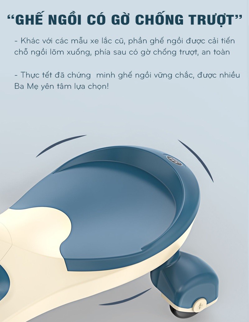 Mô tả Xe lắc cao cấp bánh cao su, có đèn và nhạc BBT GLOBAL SW004 - 5