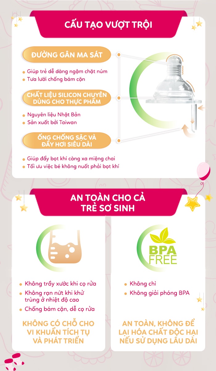 Mô tả Bình sữa cao cấp Mamamy cho bé dung tích 120ml, 240ml chất liệu thuỷ tinh siêu cứng, chống sặc và đầy hơi - 6