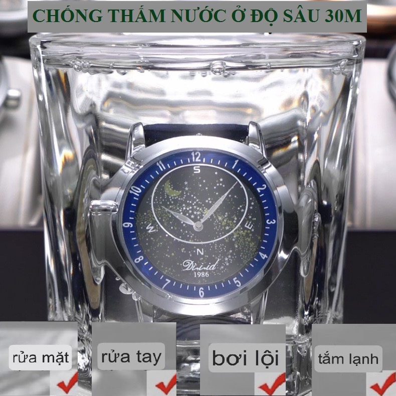 Mô tả Đồng hồ nam cơ tự động DIZIZID Automatic chính hãng chống nước 30m, dây da cao cấp - Thiết kế dải ngân hà chuyển động - 2