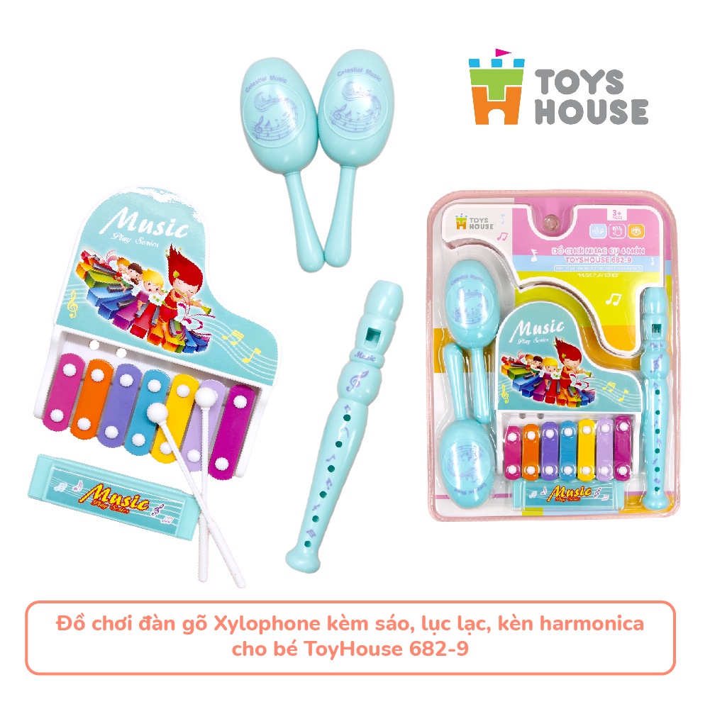 Mô tả Đồ chơi đàn gõ Xylophone kèm sáo, lục lạc, kèn harmonica cho bé ToyHouse 682-9 - 5