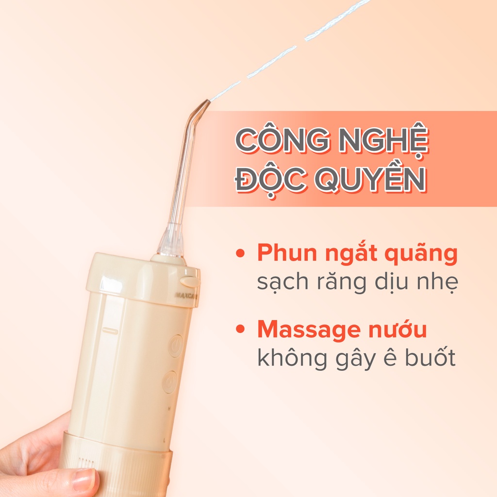 Mô tả Máy tăm nước cầm tay Maxcare gồm 5 mẫu máy tăm nước gấp gọn & tăm nước mini 200ml,300ml Nhật Bản - 8