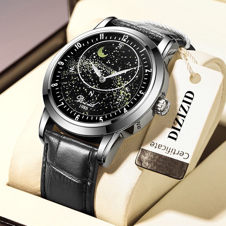 Mô tả Đồng hồ cơ tự động nam DIZIZID Automatic chính hãng - Dây da cao cấp - Thiết kế bầu trời sao chuyển động DZC99 - 1