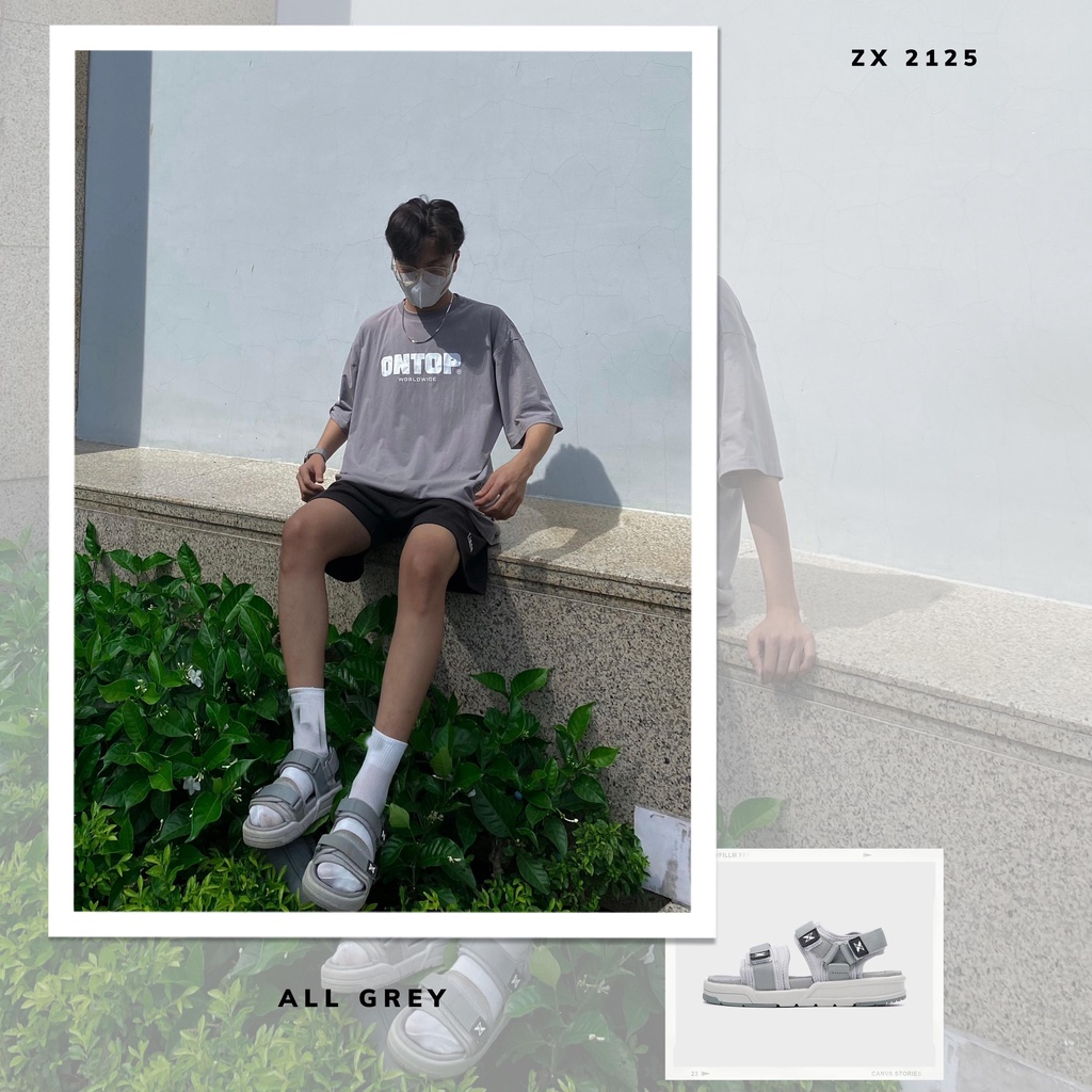 ☆ Giày Sandal nam nữ ZX 2125 Meta 2 quai ngang đế bằng Streetwear
