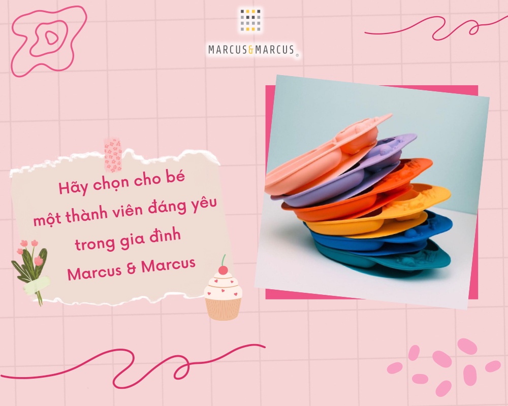 Mô tả Đĩa ăn dặm silicon chia ngăn có đế hút chân không chống đổ Yummy Marcus & Marcus, cho bé từ 18 tháng - Pokey - 4
