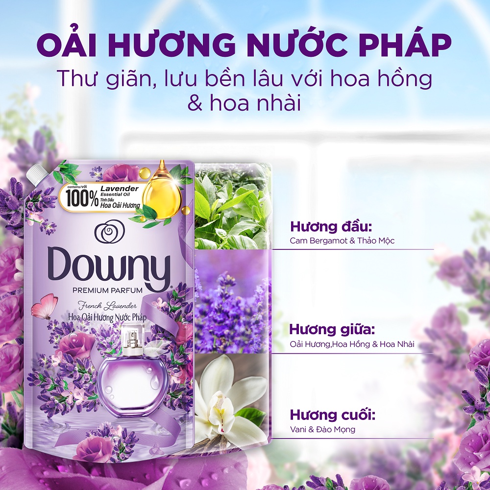Mô tả Combo Nước Giặt ARIEL Hương Downy Nước Hoa Oải Hương Túi 3.65KG & Nước Xả Vải DOWNY Hương Hoa Oải Hương Nước Pháp Túi 3L - 1