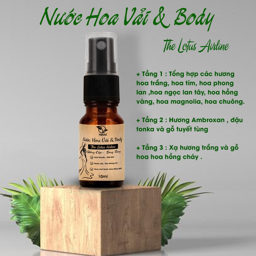 Mô tả Nước Hoa Vải & Body The Lotus Airline Luxury TAMAS chai 10ml, 50ml - 3