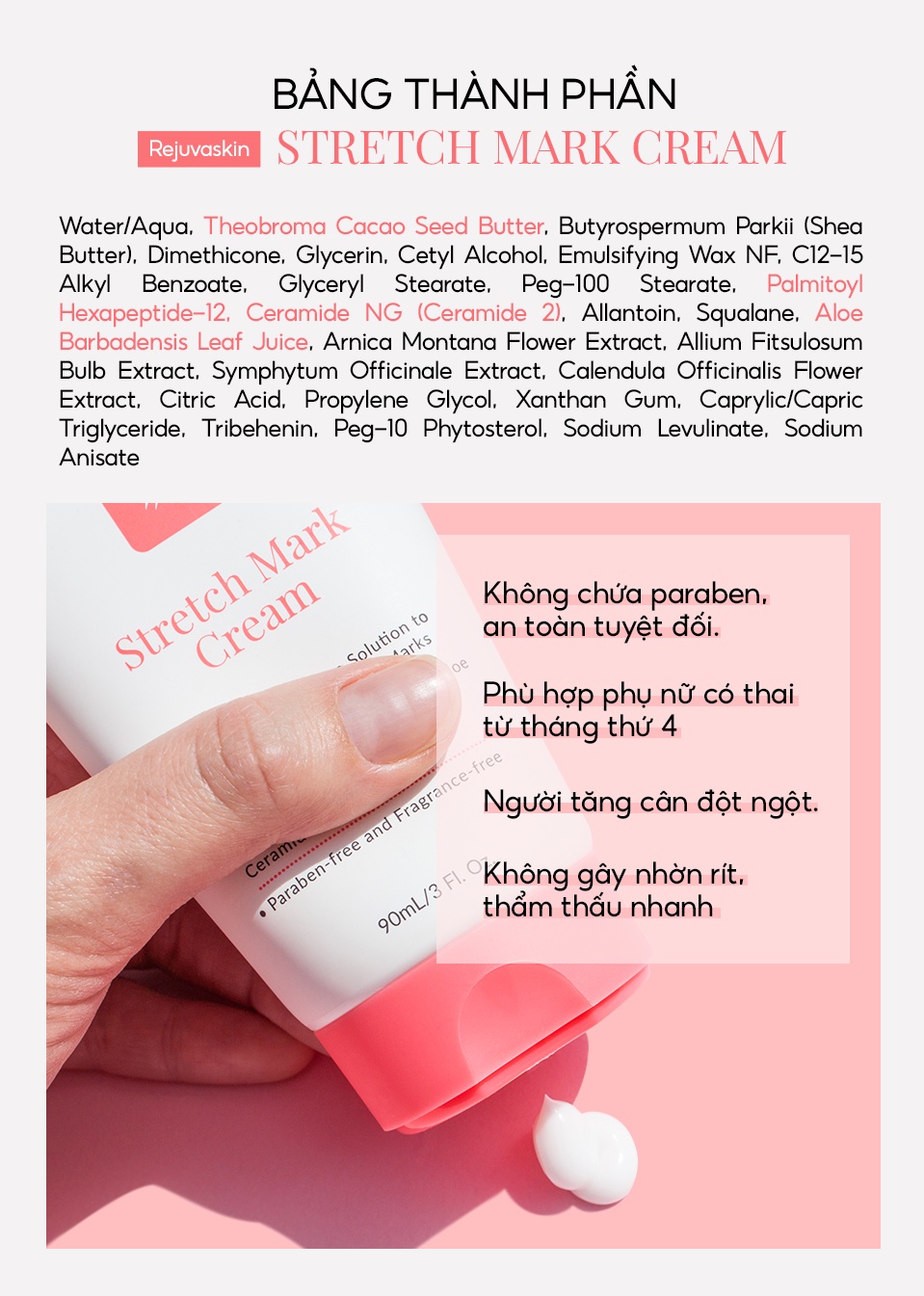 Mô tả Kem phòng ngừa và làm mờ rạn da REJUVASKIN Stretch Mark Cream 90ml - 4