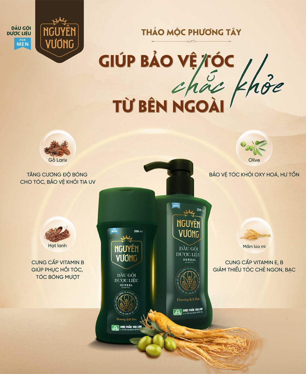 Mô tả {MỚI} Dầu gội dược liệu Nguyên Vương dành cho nam chai 250ml - Hương Lịch Lãm - 3