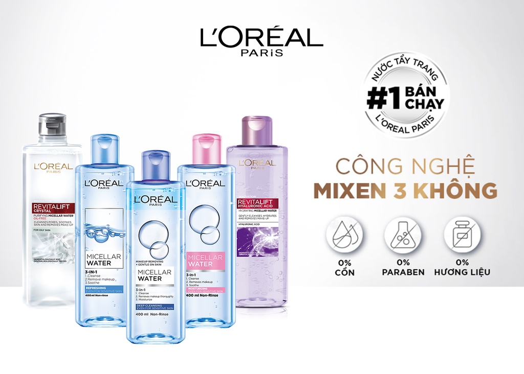 Mô tả Bộ 2 nước tẩy trang đa năng 3in1 làm sạch sâu L'Oreal Paris 400ml x 2 - 1