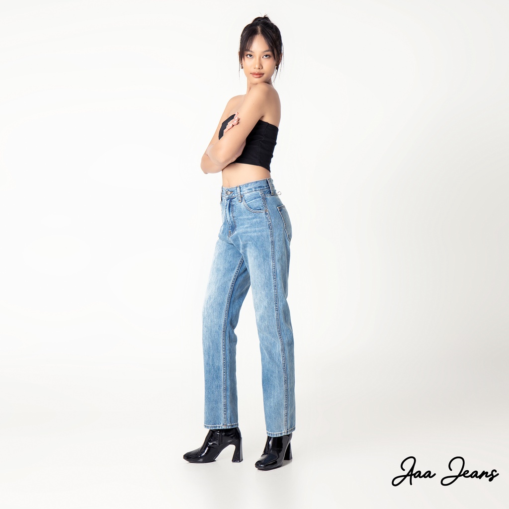 Mô tả Quần jean ống đứng nữ lưng cao classic straight Aaa Jeans - 5