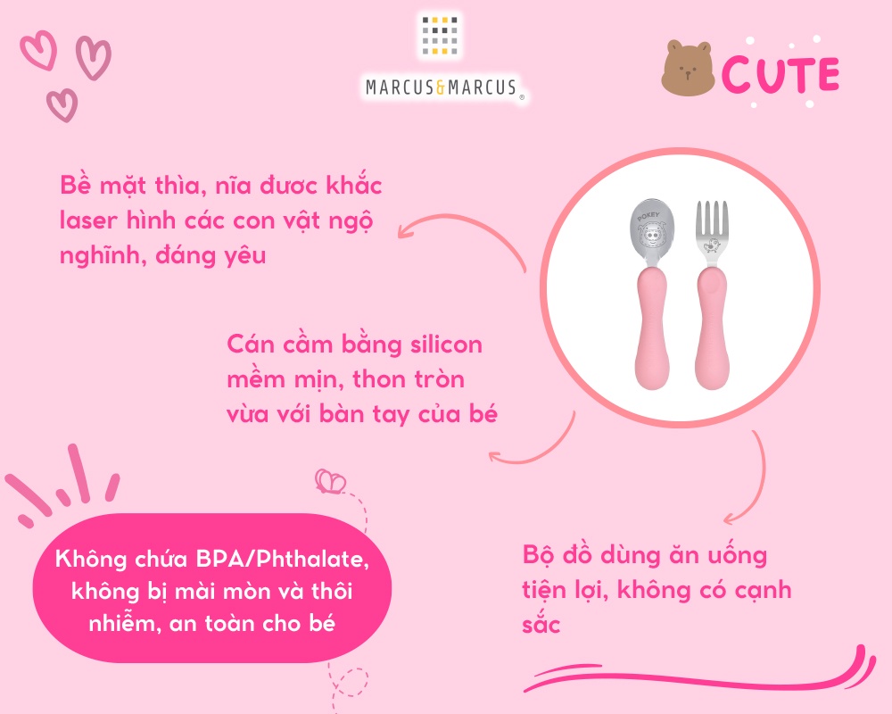 Mô tả Bộ Thìa Nĩa Ăn Dặm Easy Grip Marcus & Marcus Cho Bé Từ 3 Tuổi - 2