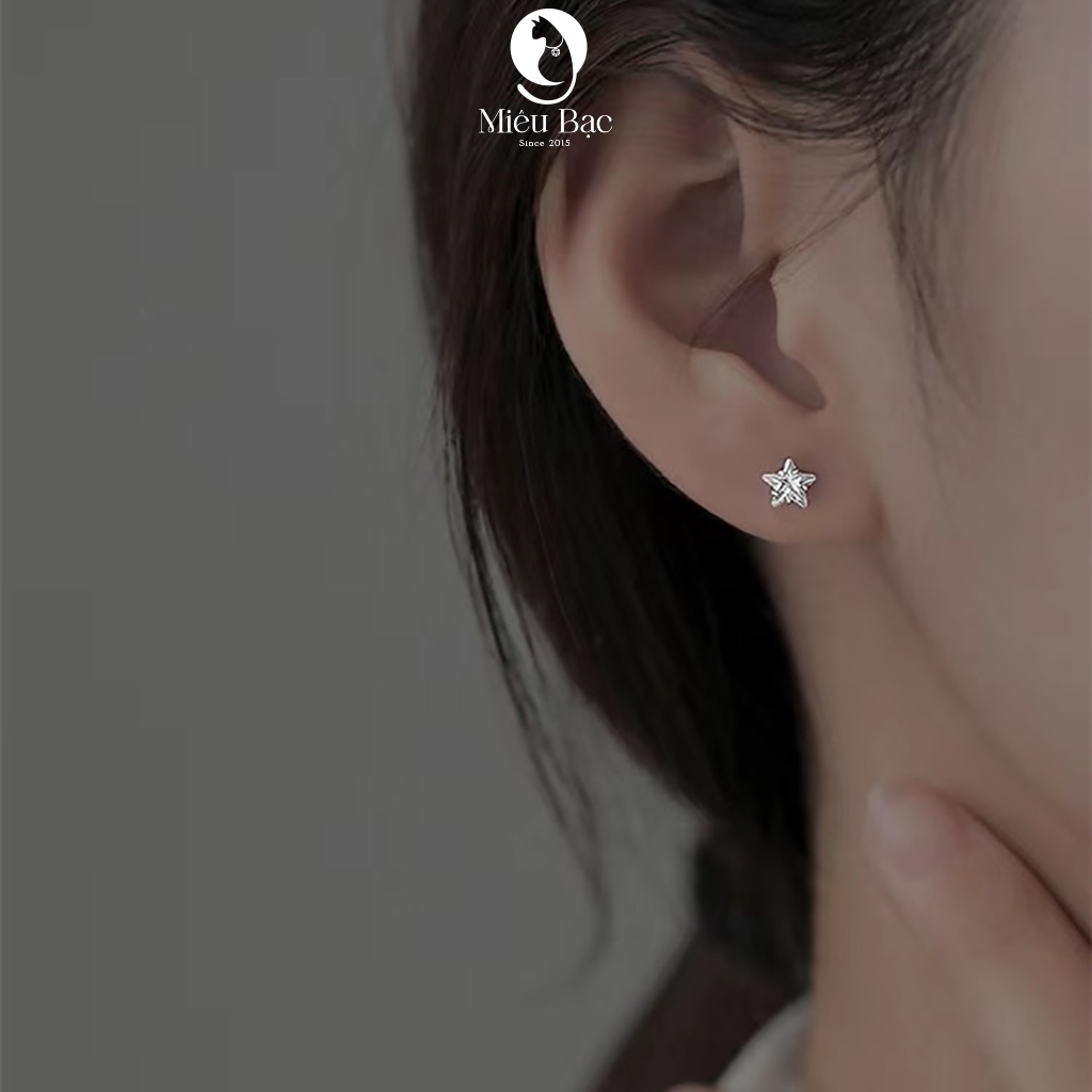 Mô tả Bông tai bạc nữ MIÊU BẠC khuyên tai sao đá nhỏ chất liệu bạc chất liệu s925 thời trang phụ kiện trang sức E028 - 5