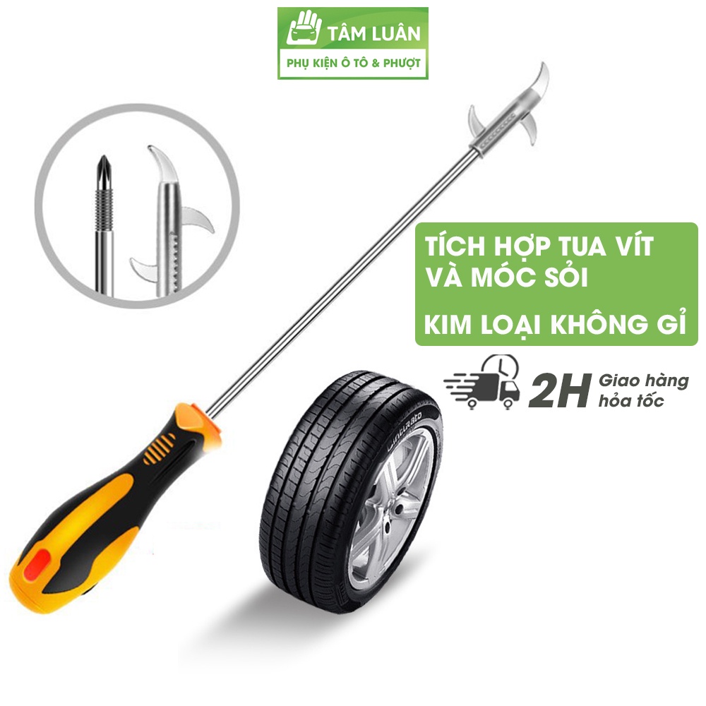 Mô tả Móc đá lốp xe cậy sỏi đinh, tua vít đa năng, dụng cụ nạy đá dăm bảo vệ lốp phụ kiện oto Tâm Luân - 1