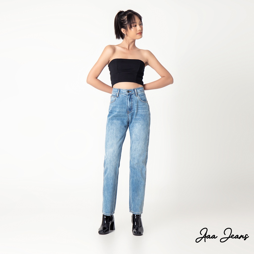 Mô tả Quần jean ống đứng nữ lưng cao classic straight Aaa Jeans - 8