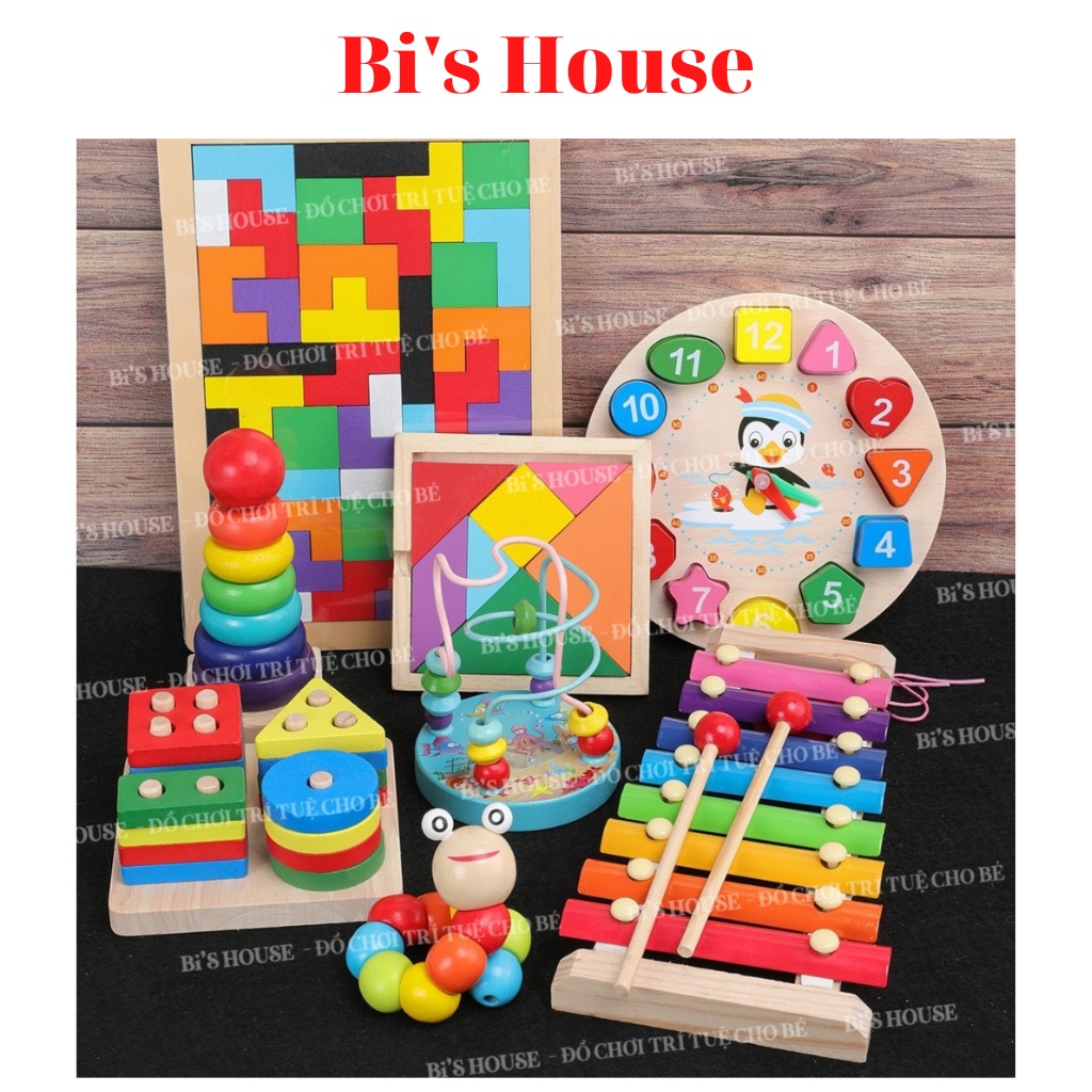 Mô tả Combo 8 món đồ chơi gỗ Bi's House giúp bé phát triển kỹ năng - 1