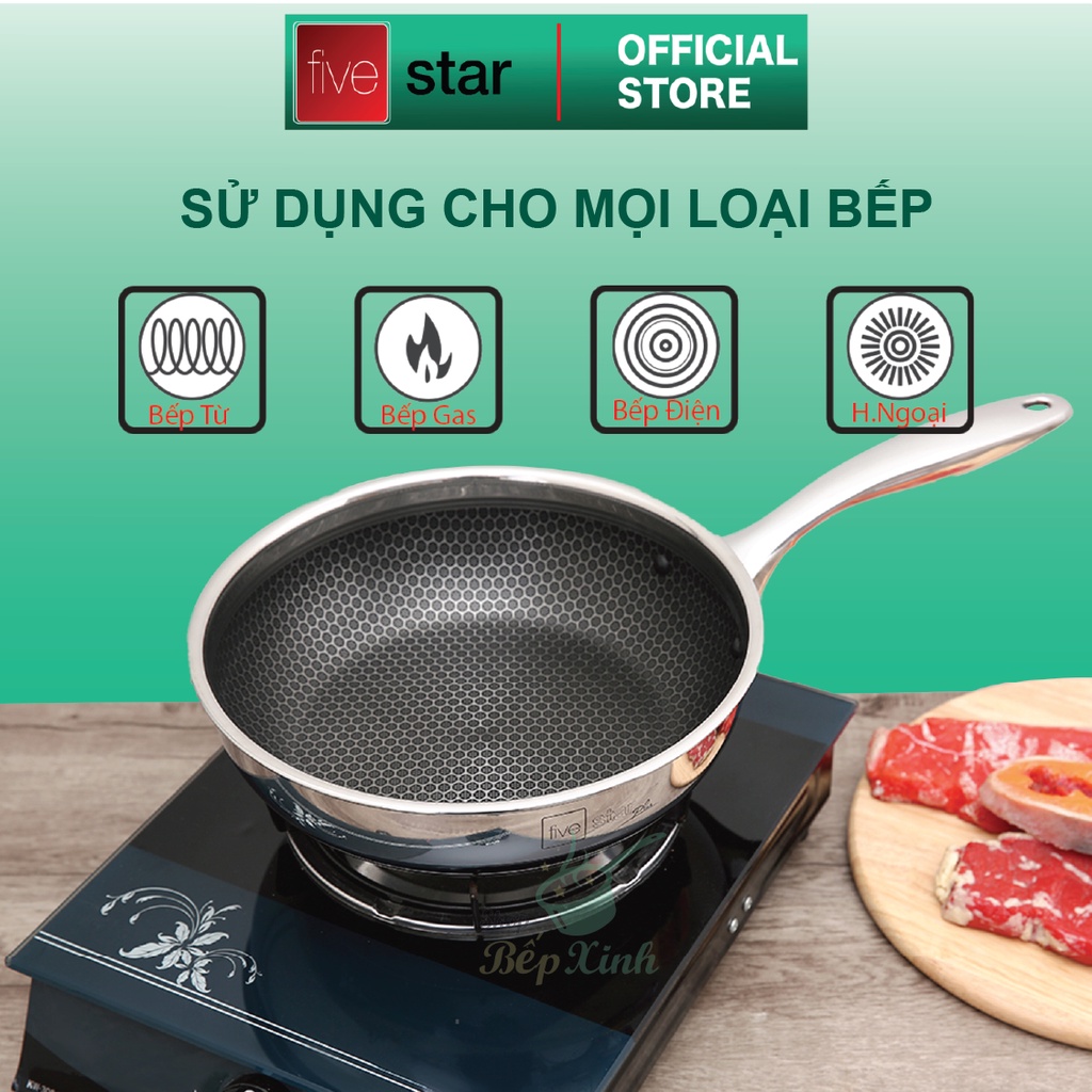 Mô tả Chảo sâu lòng Blackcube tổ ong cao cấp FIVESTAR Plush 3 lớp đáy liền inox 304 siêu bền - 5