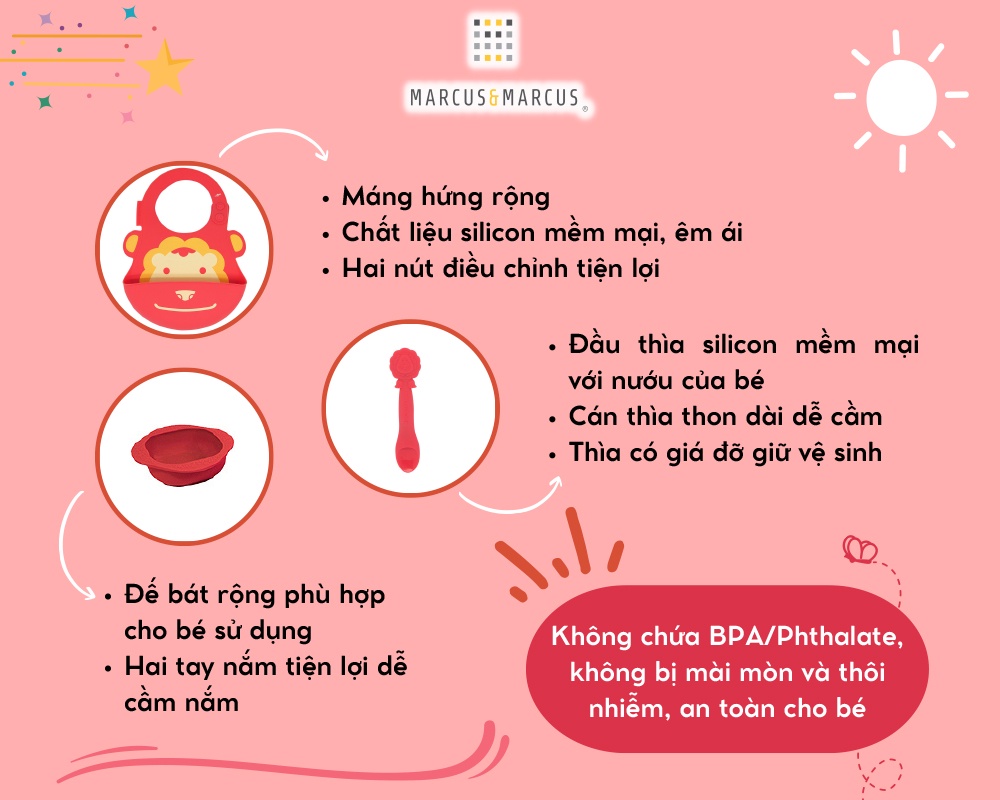 Mô tả Bộ Đồ Dùng Ăn Dặm Silicon Baby Marcus & Marcus Cho Bé Từ 6 Tháng - 2