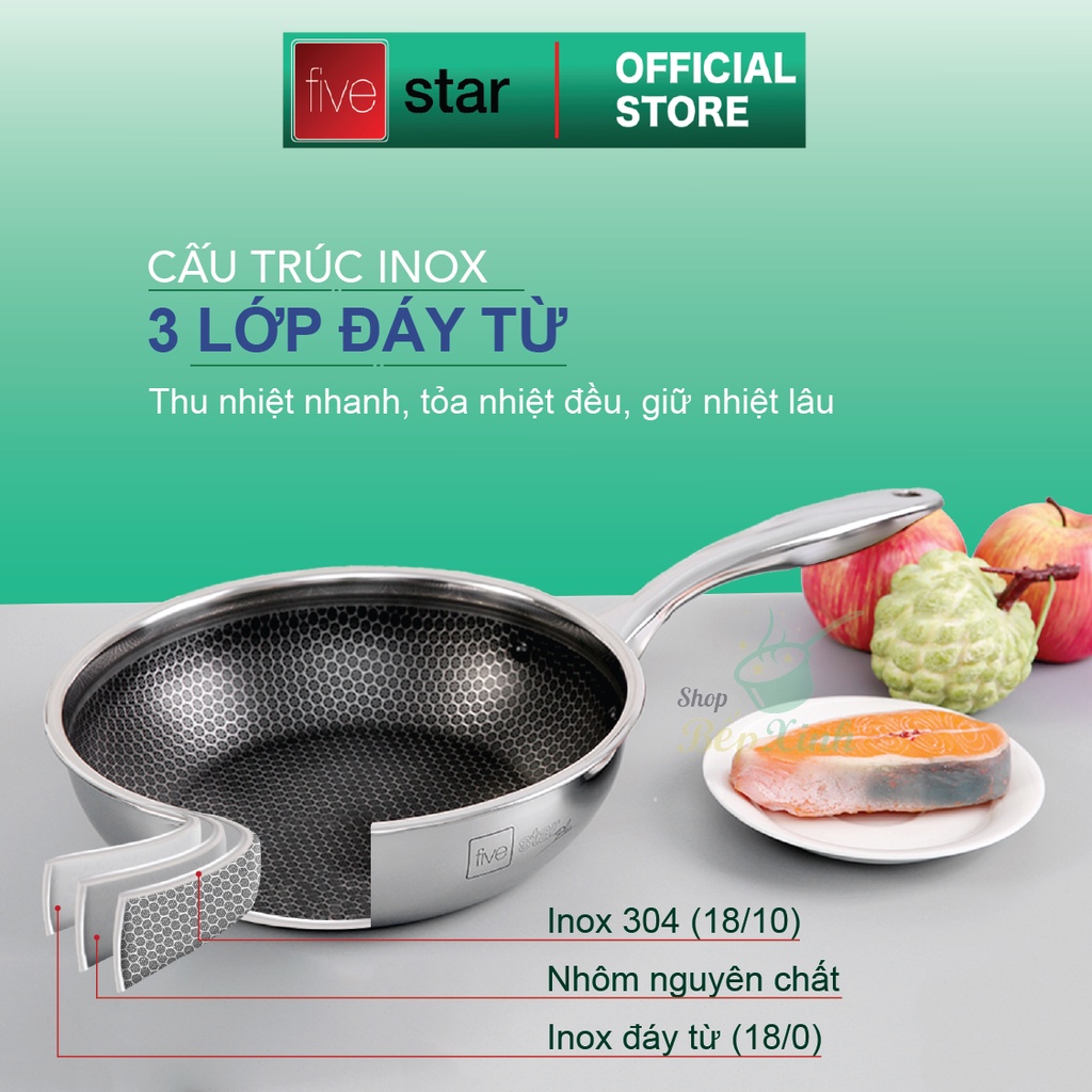Mô tả Chảo sâu lòng Blackcube tổ ong cao cấp FIVESTAR Plush 3 lớp đáy liền inox 304 siêu bền - 2