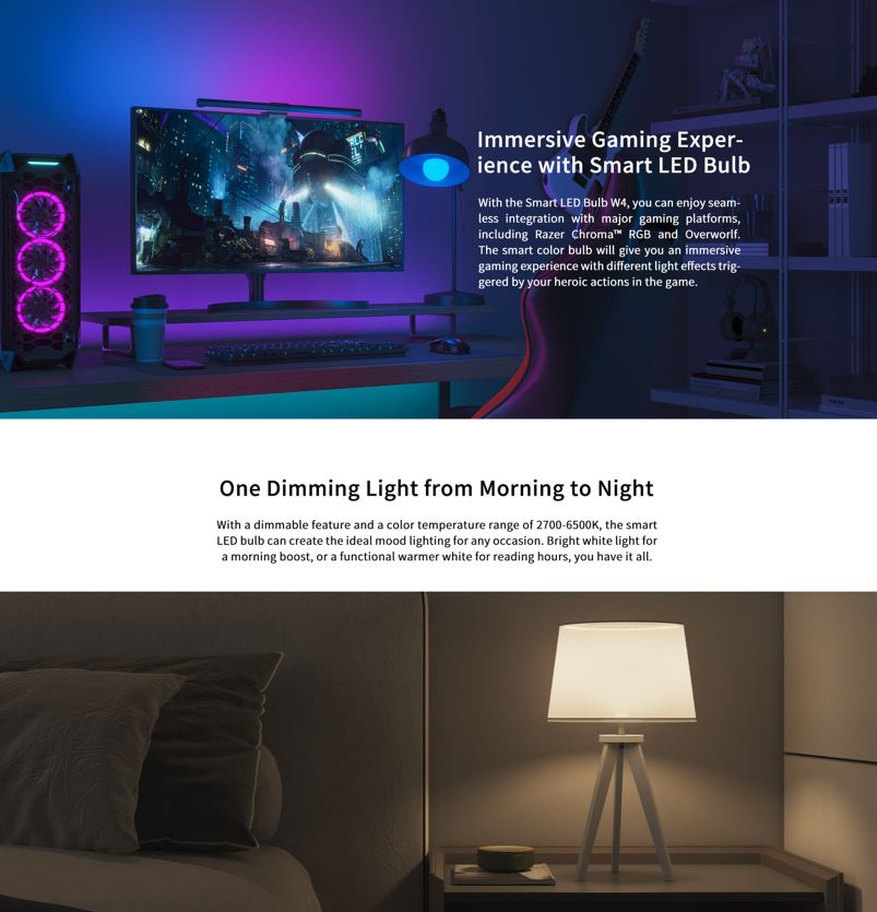 Mô tả Bộ 4 bóng đèn Yeelight W4 16 triệu màu chuôi đèn E27, nháy theo nhạc, tương thích Homekit - 2