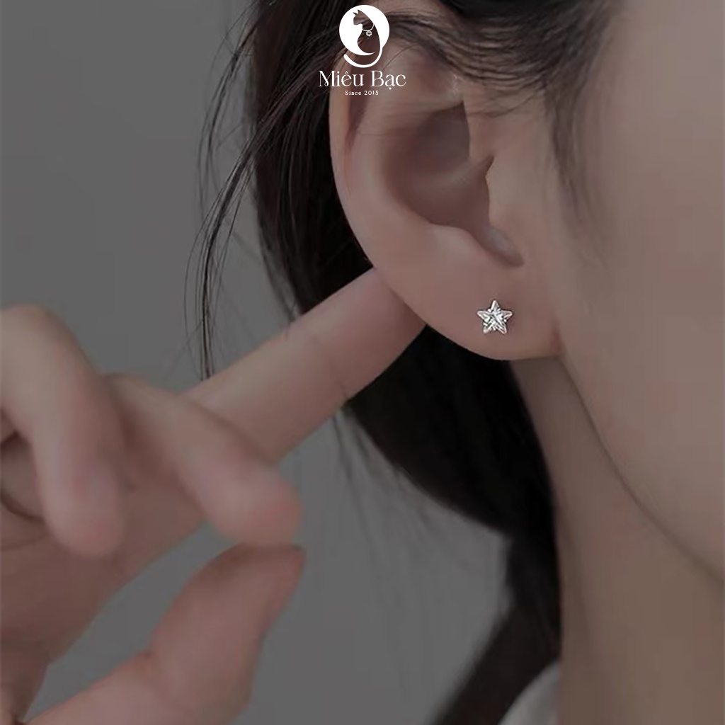 Mô tả Bông tai bạc nữ MIÊU BẠC khuyên tai sao đá nhỏ chất liệu bạc chất liệu s925 thời trang phụ kiện trang sức E028 - 6
