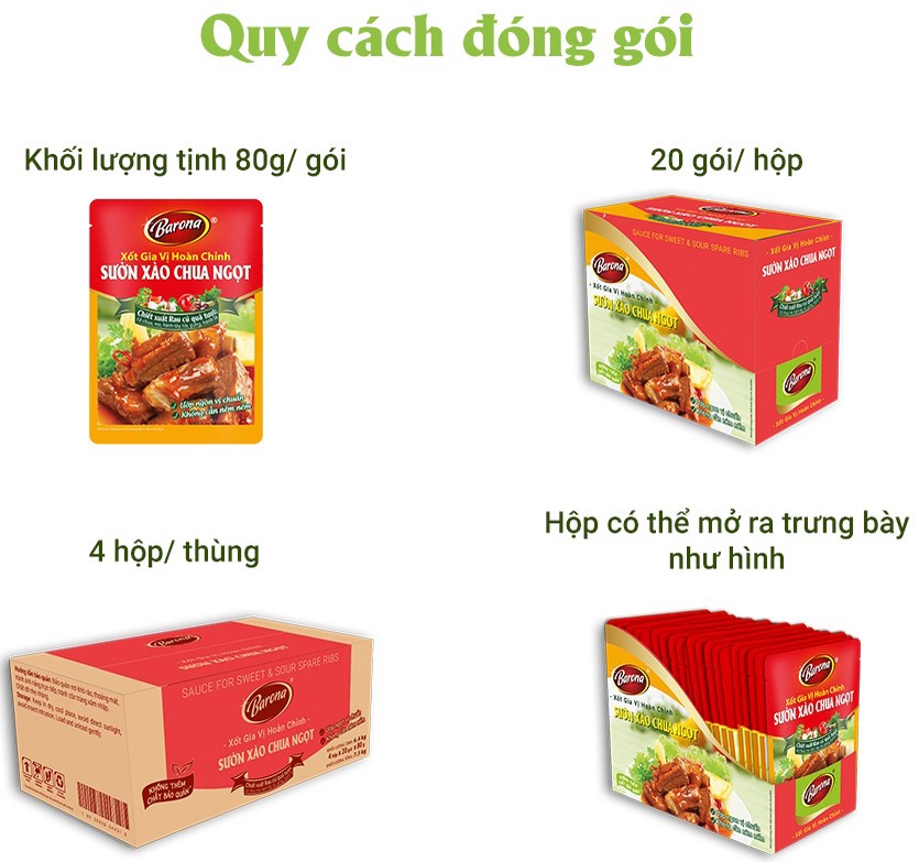 Mô tả Gia Vị Sườn Xào Chua Ngọt Barona 80g ướp ngon chuẩn vị không cần nêm nếm - 2