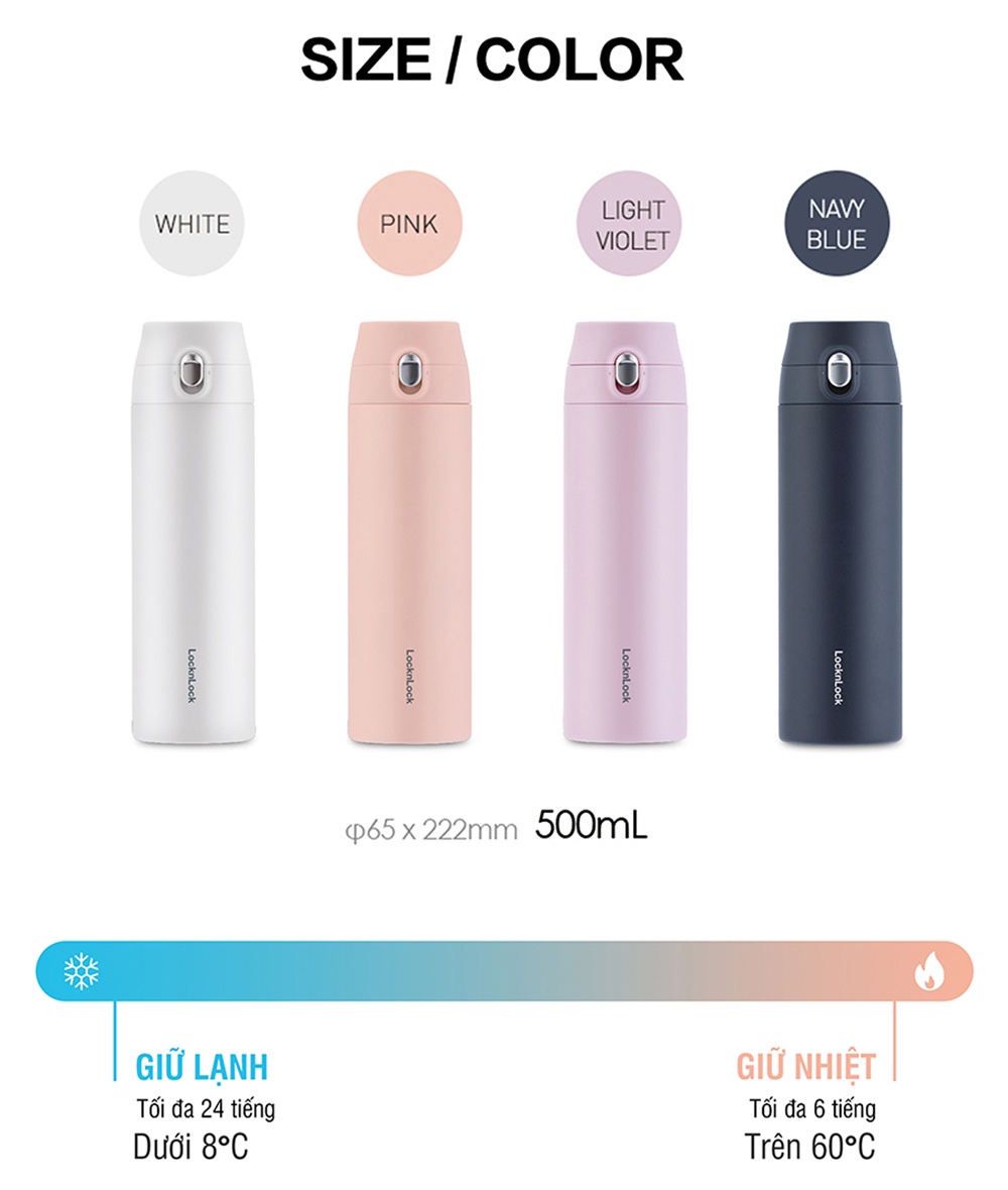 Mô tả Bình giữ nhiệt LocknLock Featherlight LHC3257 500ml - Hàng chính hãng, thép không gỉ  - JoyMall - 3