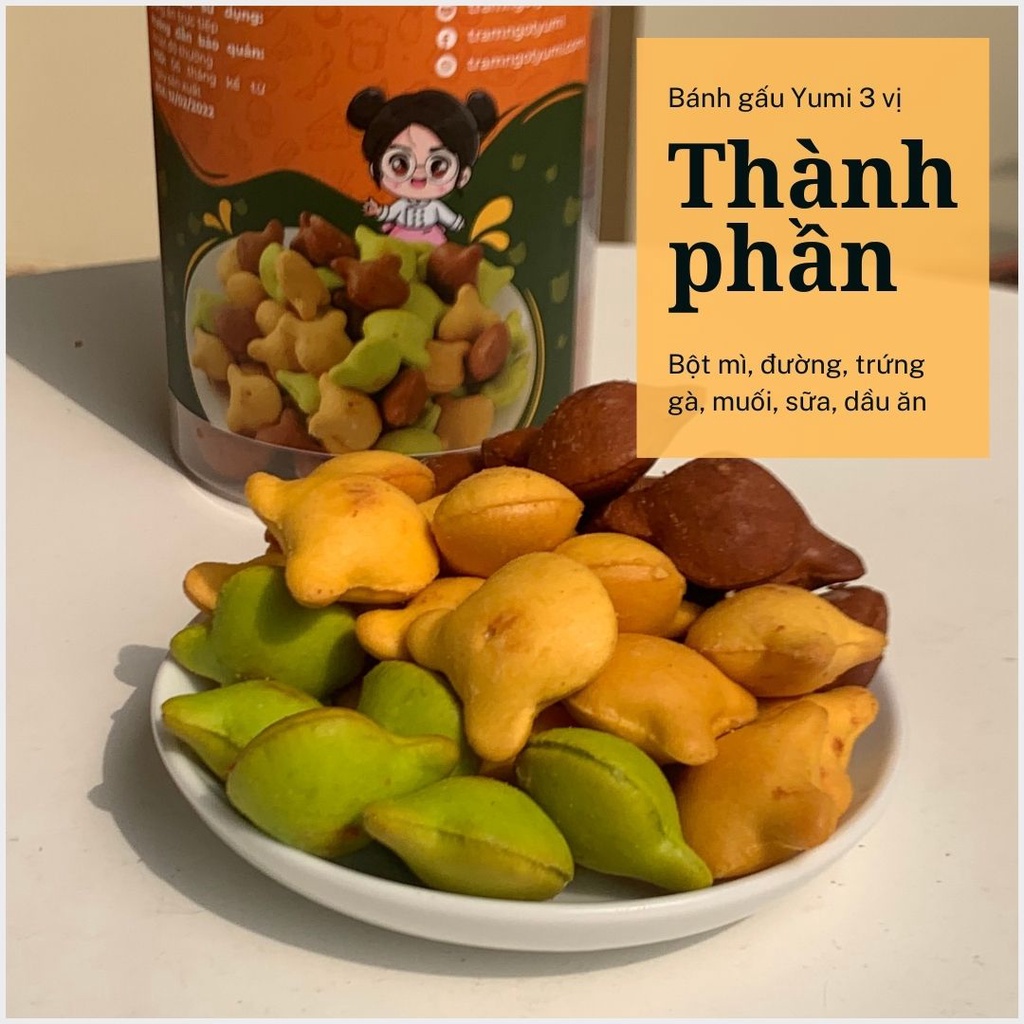 Mô tả Bánh gấu Trạm ngọt Yumi nhân kem sữa 3 vị truyền thống, cà phê, chùm ngây, bánh ngọt ăn vặt thơm ngon - 1
