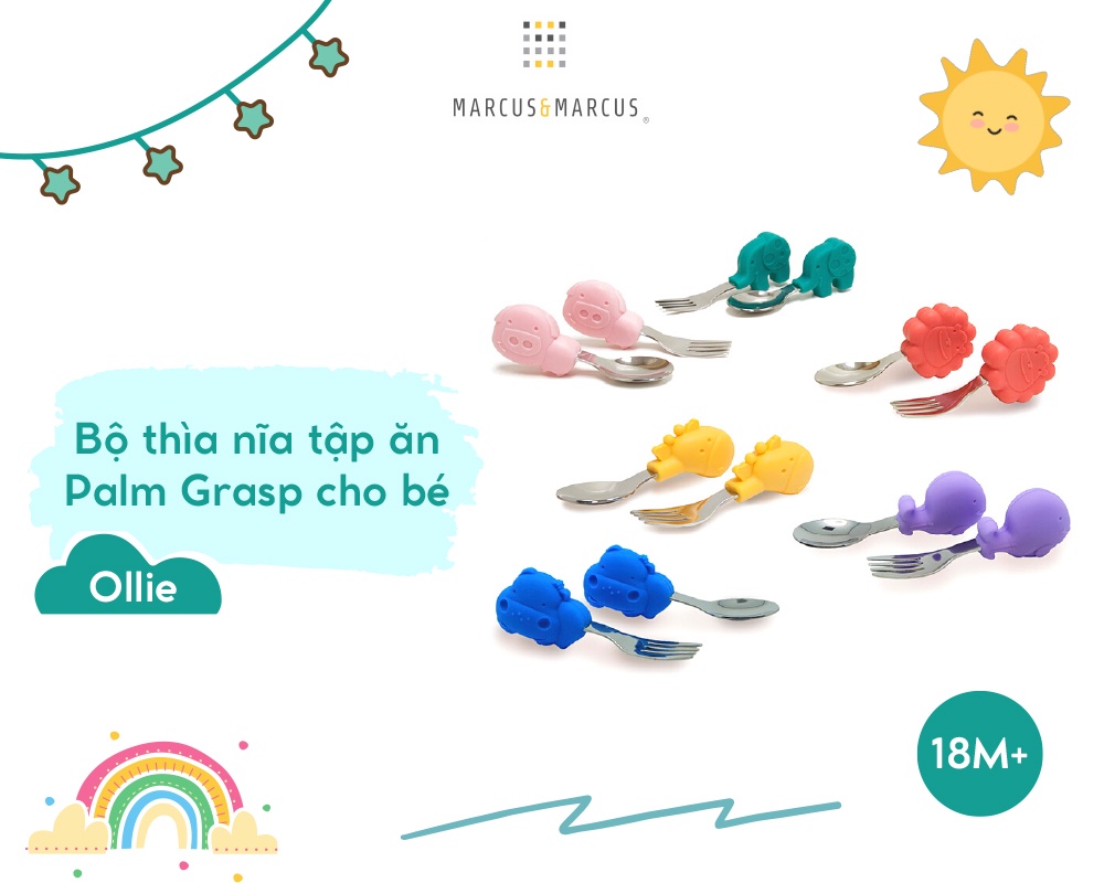 Mô tả Bộ thìa nĩa tập ăn cho bé Palm Grasp Marcus & Marcus, từ 18 tháng - Ollie - 1