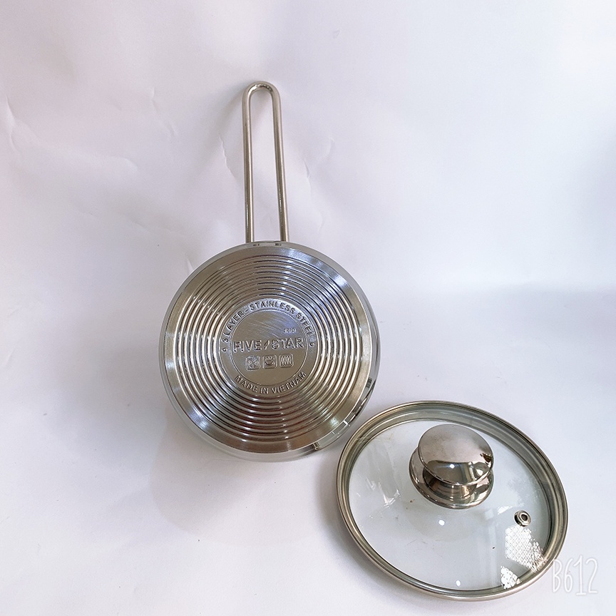Mô tả Quánh 3 đáy inox 430 Fivestar Standard nắp kính bếp từ ( 12cm/14cm/16cm ) - 5