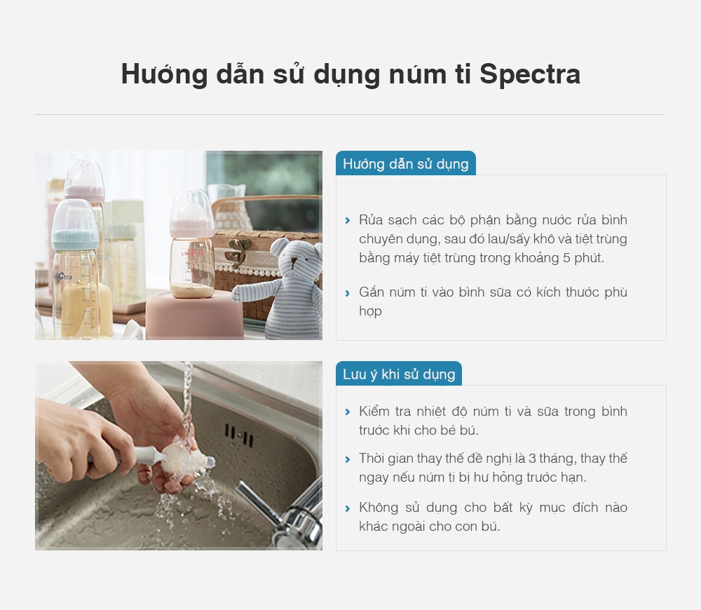 Mô tả Núm ti cổ rộng Spectra Chính Hãng Hàn Quốc Hộp 2 Cái (Size S/M/L/LL) - 4