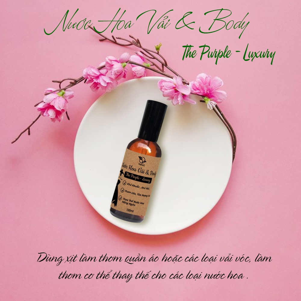 Mô tả Nước Hoa Vải Xịt Thơm Quần Áo The Purple Luxury TAMAS chai 10ml, 50ml, Hương Thơm Ngọt Ngào, E Ấp, Lưu Hương Lâu - 3