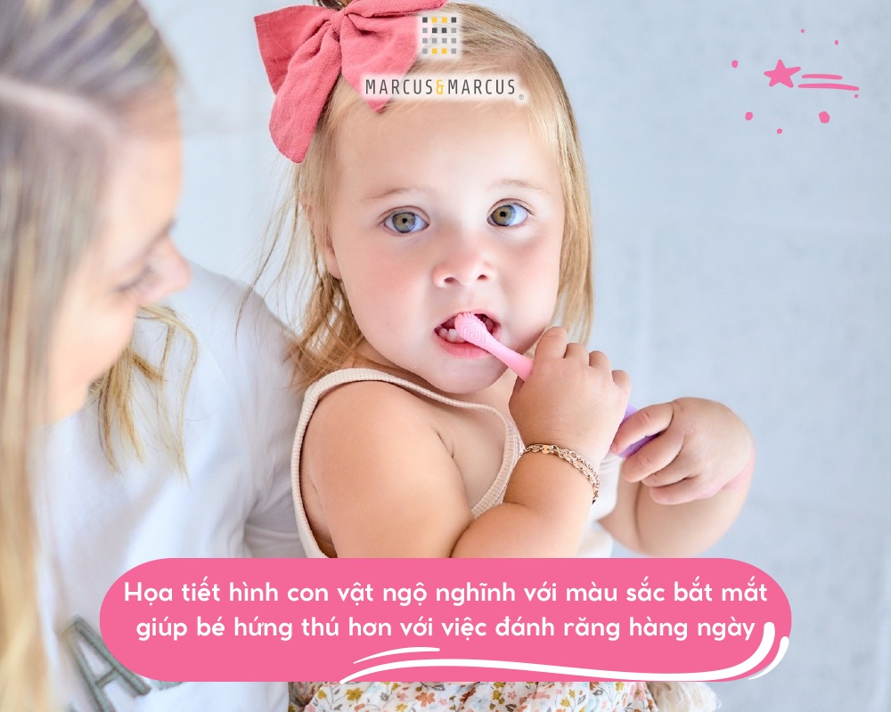 Mô tả Bàn Chải Đánh Răng Silicon Cho Bé Marcus & Marcus, từ 2 tuổi - Hồng - 4