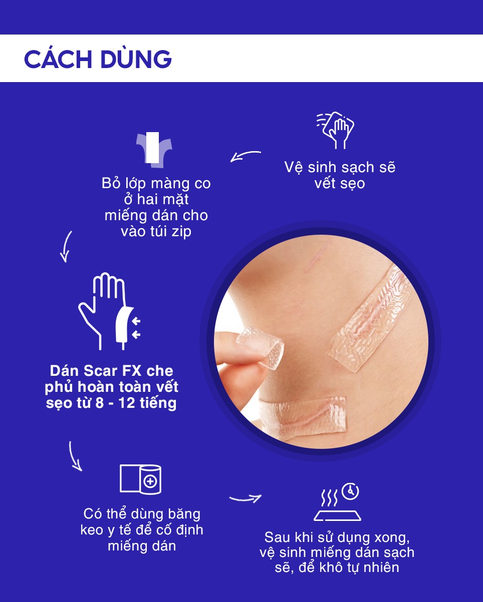 Mô tả Miếng Dán Ngăn Ngừa Và Ép Sẹo Lồi / Phì Đại Rejuvaskin Scar Fx 3,75x7,5cm - 6