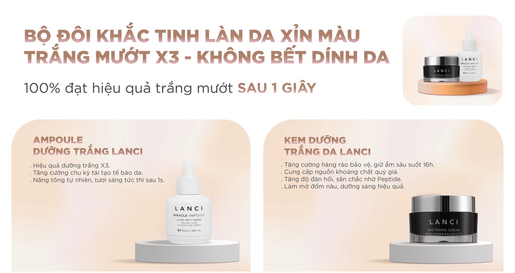 Mô tả Combo 7 Ngày Trắng Bật Tone LANCI mờ thâm nám, dưỡng ẩm sáng da 10ml - 2