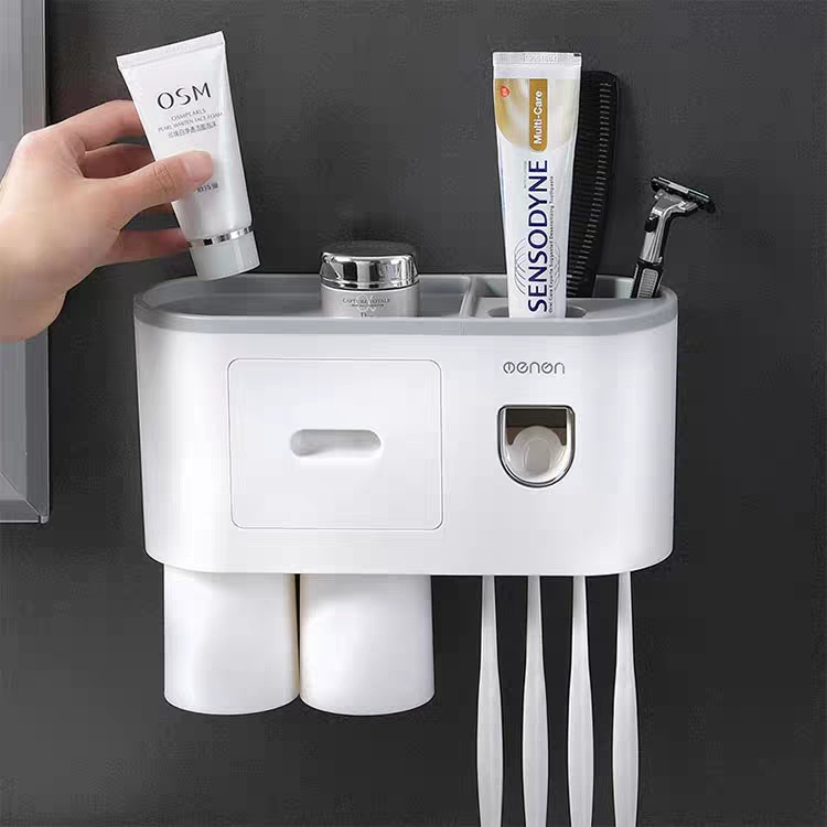 Mô tả Kệ Nhả Kem Đánh Răng Tự Động OENON 5 Cốc Chất Liệu Nhựa ABS Lắp Đặt Dán Tường Gạch Men - 3