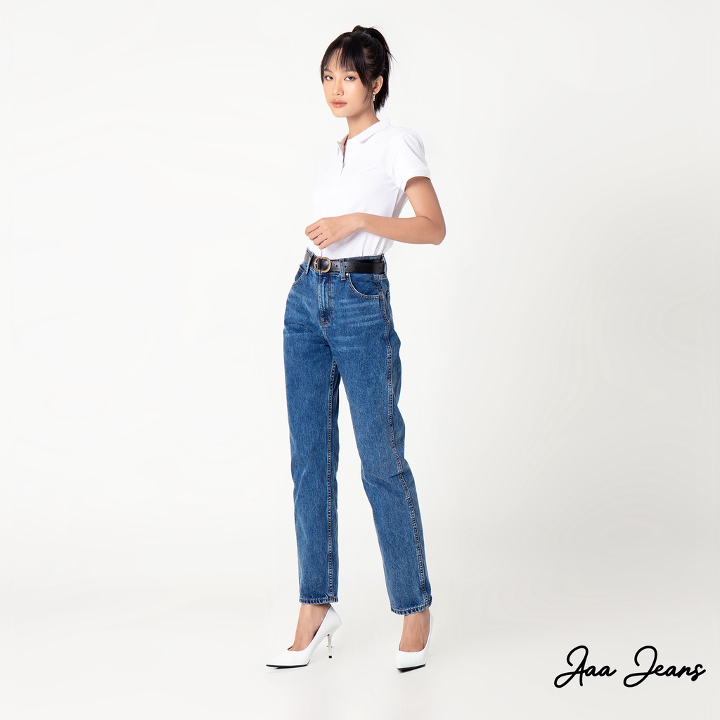 Mô tả Quần jean ống đứng nữ lưng cao classic straight Aaa Jeans - 1