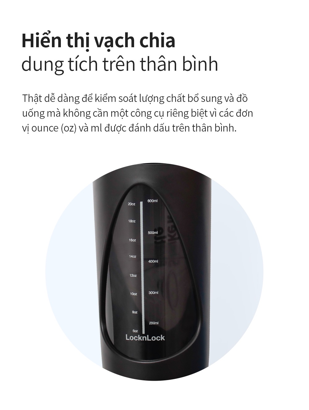 Mô tả Bình lắc LocknLock 800ml Balance Shake It Bottle HAP949, Hàng chính hãng, có quai xách - JoyMall - 4