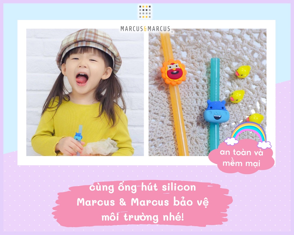 Mô tả Bộ ống hút silicon kèm cọ rửa Family Marcus & Marcus cho bé từ 3 tuổi - 3