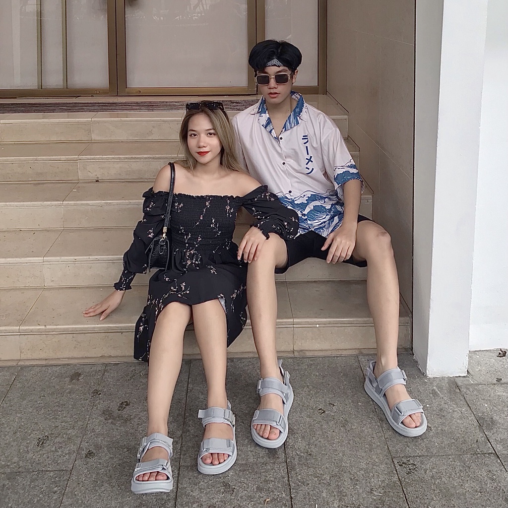 Mô tả Dép Quai Hậu Unisex Genki Màu Xanh Xám Quai Ngang Đế Cao Su Thời Trang Sport YK278 - 5