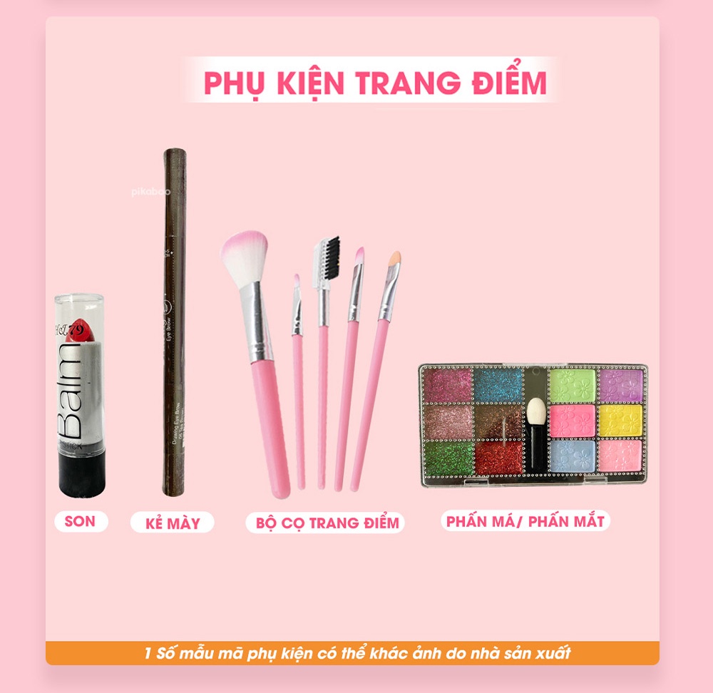 Mô tả Đồ chơi trang điểm cho bé gái Pikaboo, bộ vali và máy ảnh trang điểm cao cấp, an toàn, dễ làm sạch - 9