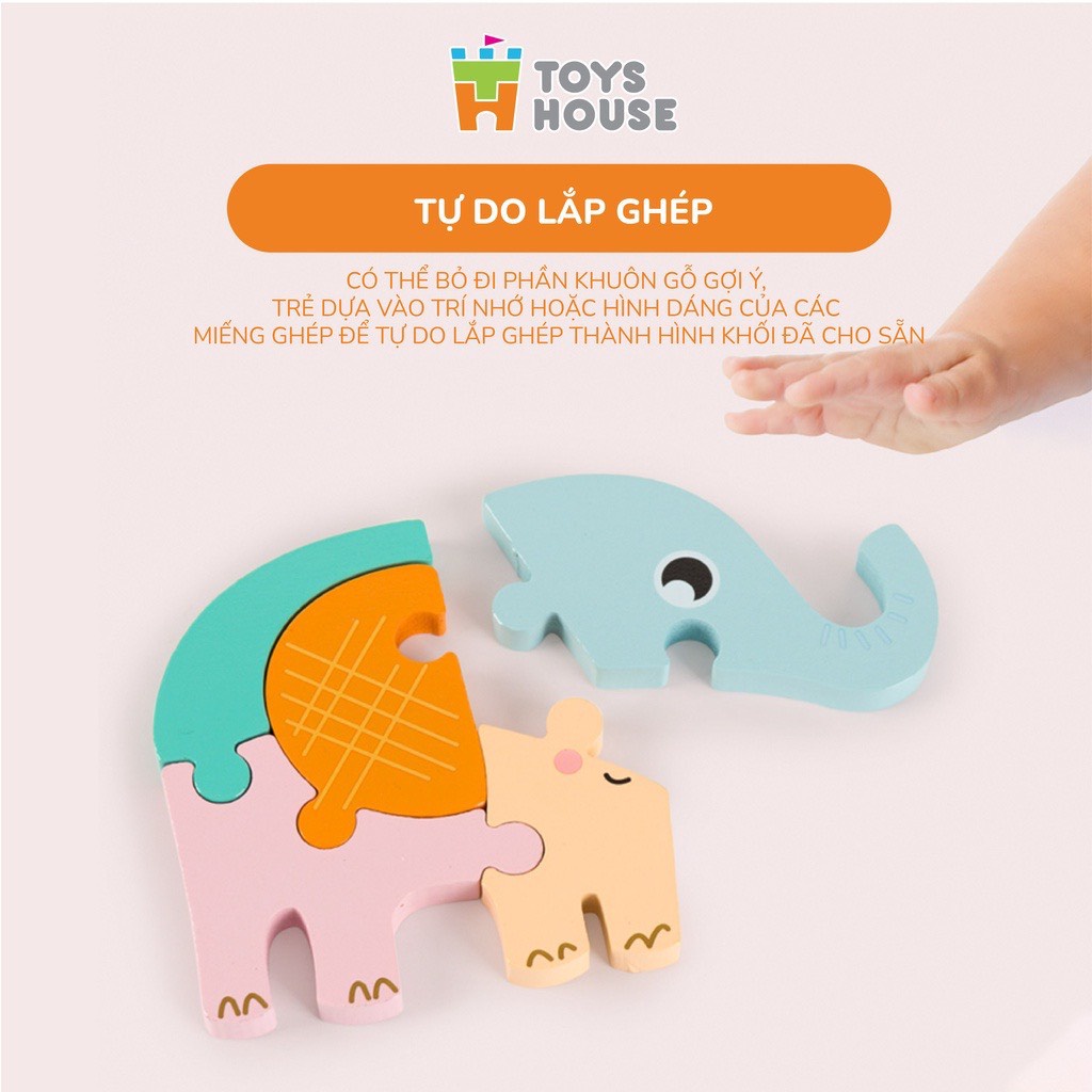 Mô tả Đồ chơi ghép hình gỗ 3D ToysHouse nhân vật hoạt hình ngộ nghĩnh, màu sắc đa dạng - 3