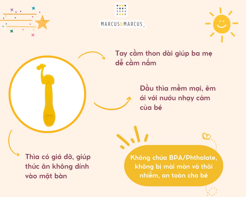 Mô tả Thìa ăn dặm silicon cho bé Marcus & Marcus, từ 6 tháng - Lola - 2