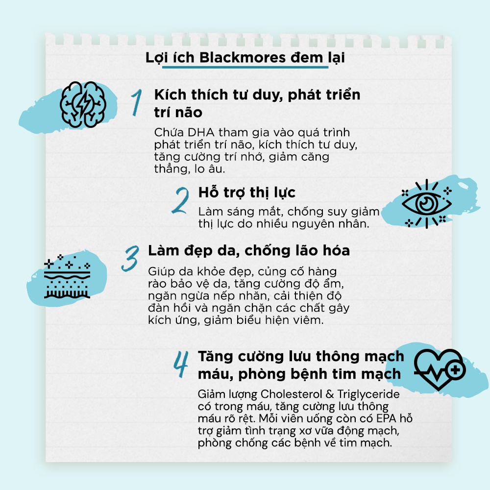 Mô tả Combo Tinh Dầu Hoa Anh Thảo Blackmores Evening Primrose Oil và Viên Uống Dầu Cá Blackmores Double Omega High Strength - 4