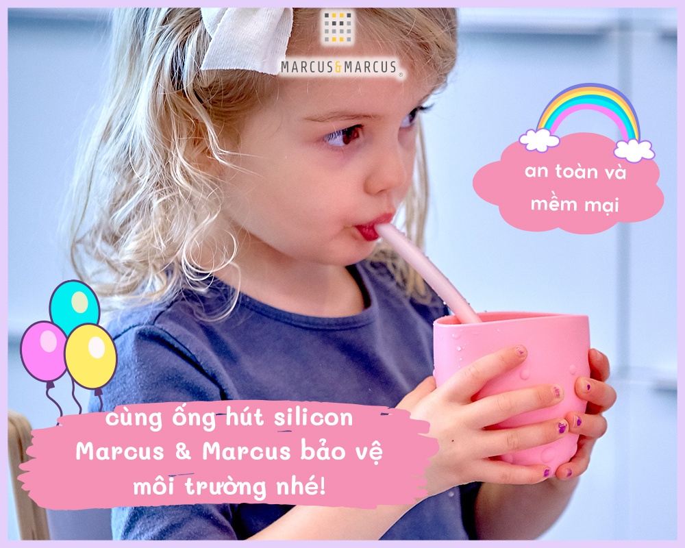 Mô tả Bộ 6 ống hút silicon kèm cọ rửa Marcus & Marcus, từ 3 tuổi - 3