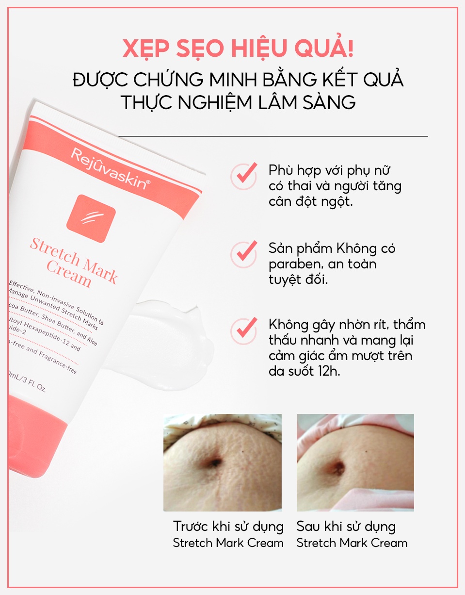 Mô tả Kem phòng ngừa và làm mờ rạn da REJUVASKIN Stretch Mark Cream 90ml - 5