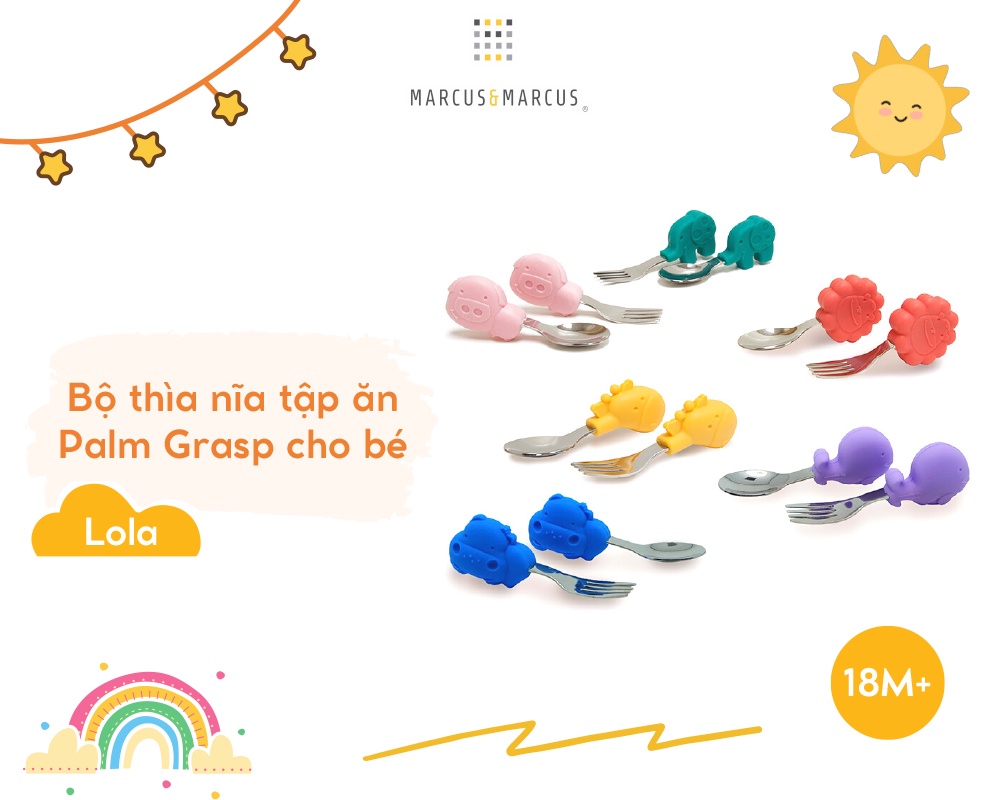 Mô tả Bộ thìa nĩa tập ăn cho bé Palm Grasp Marcus & Marcus, từ 18 tháng - Lola - 1